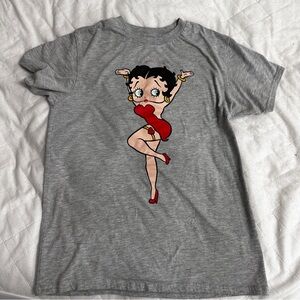 Betty Boop Shirt Adult Medium Gray Short Sleeve Graphic Print